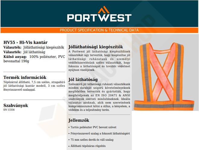 Portwest HV55 adatlap