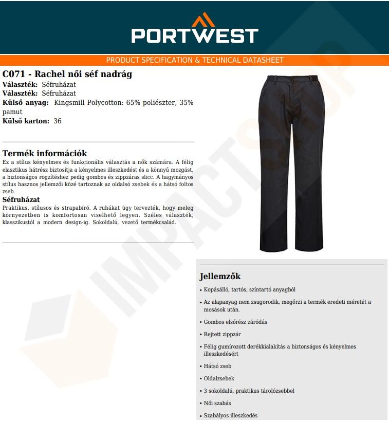 Portwest C071 adatlap