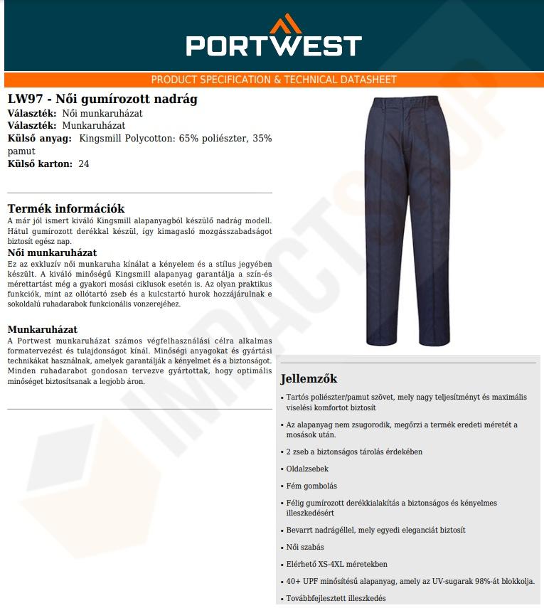 Portwest LW97 adatlap