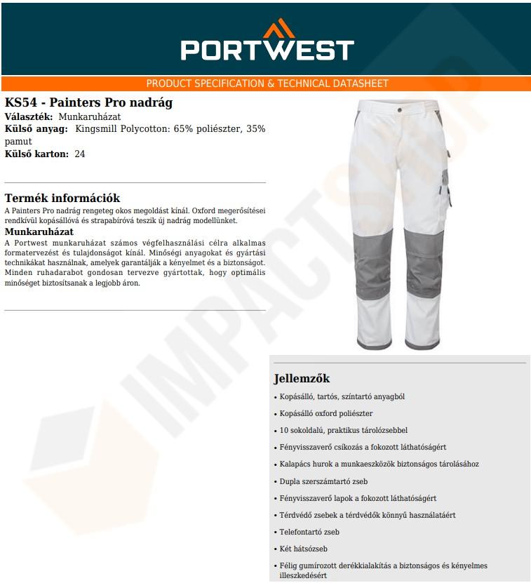 Portwest KS54 adatlap