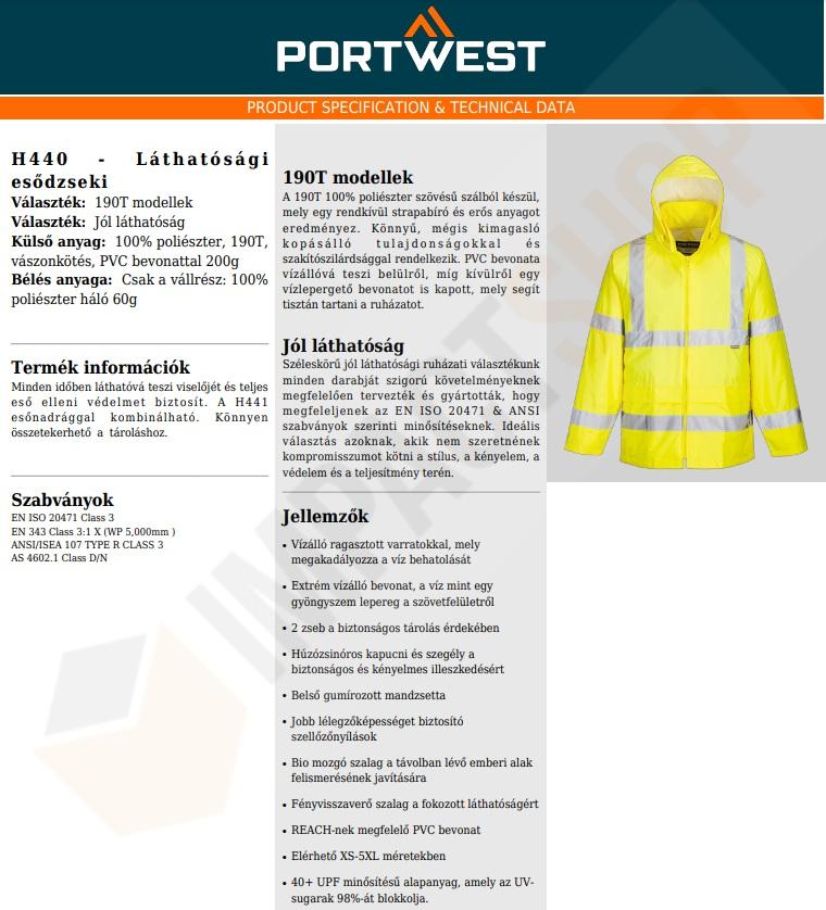 Portwest H440 adatlap