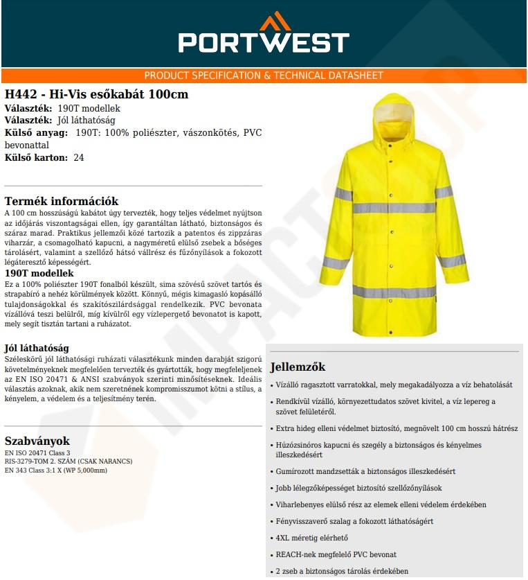 Portwest H442 adatlap