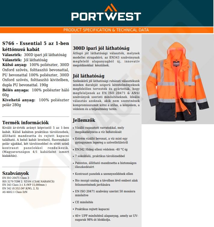 Portwest S766 adatlap