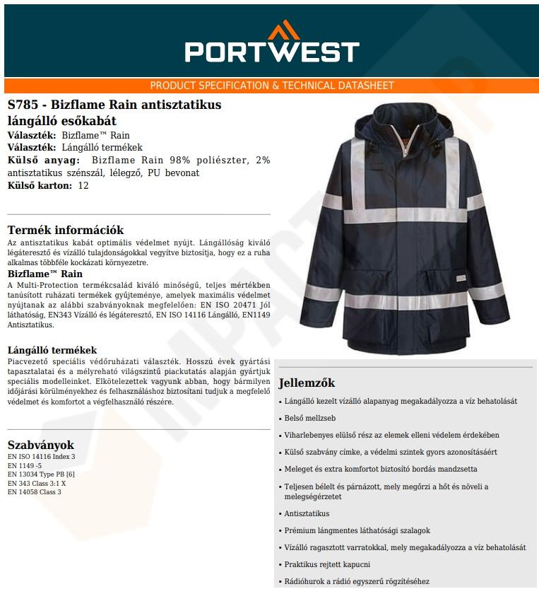 Portwest S785 adatlap