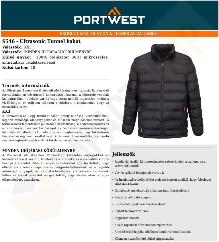 Portwest S546 adatlap