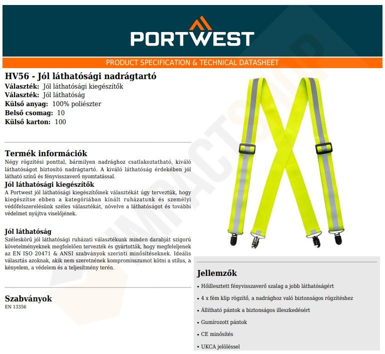 Portwest HV56 adatlap