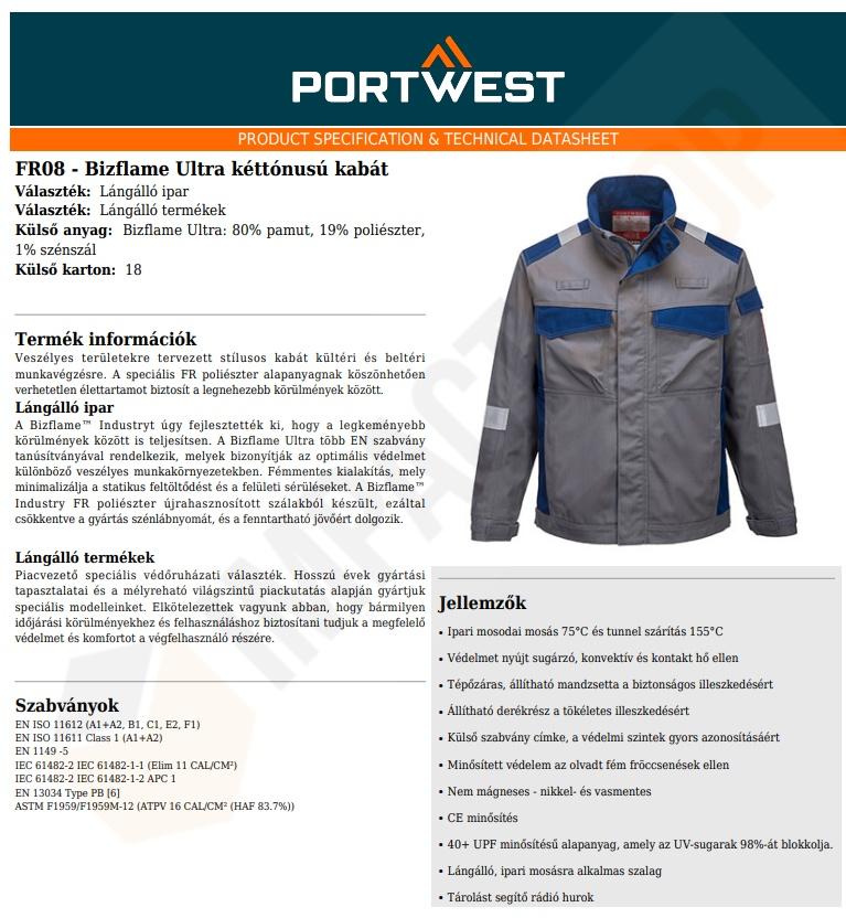 Portwest FR08 adatlap