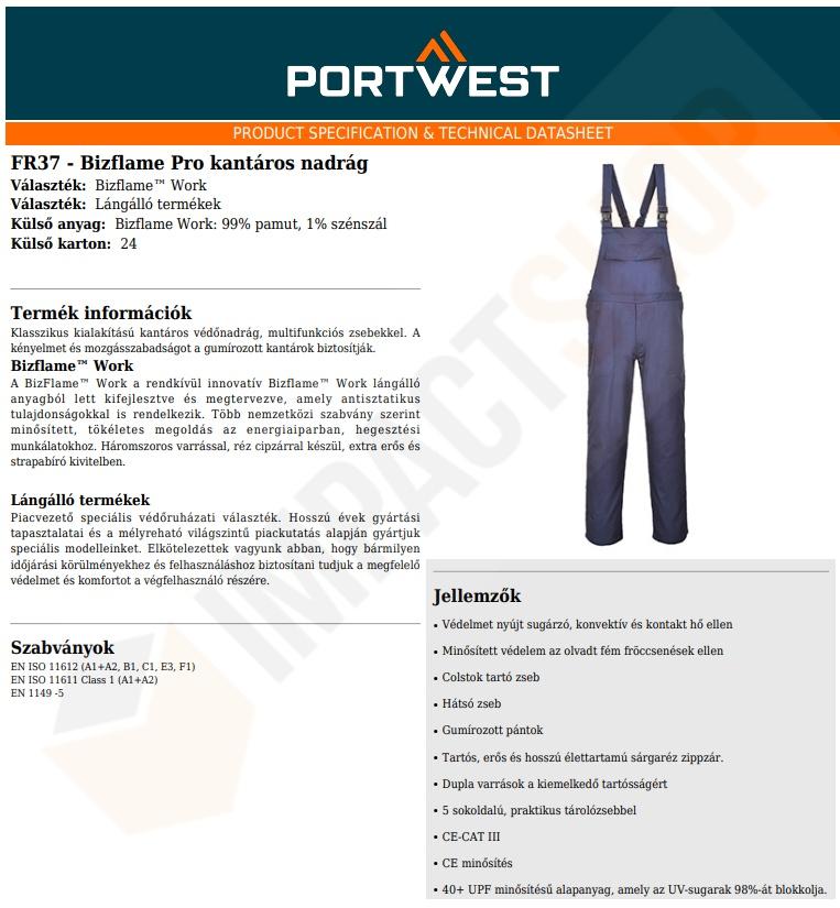 Portwest FR37 adatlap