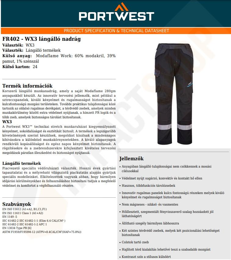 Portwest FR402 adatlap