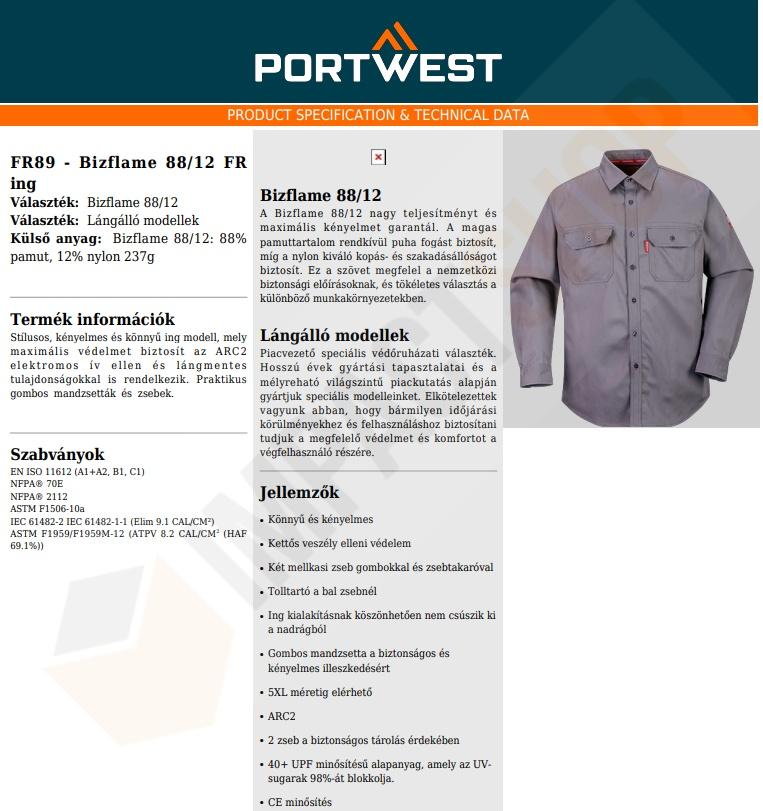 Portwest FR89 adatlap