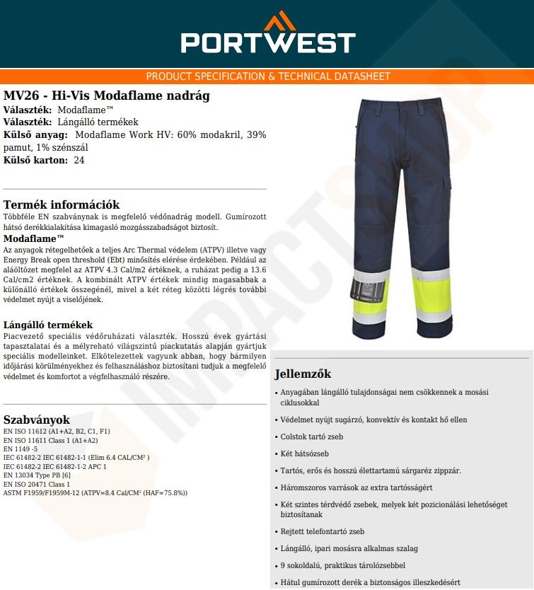 Portwest MV26 adatlap