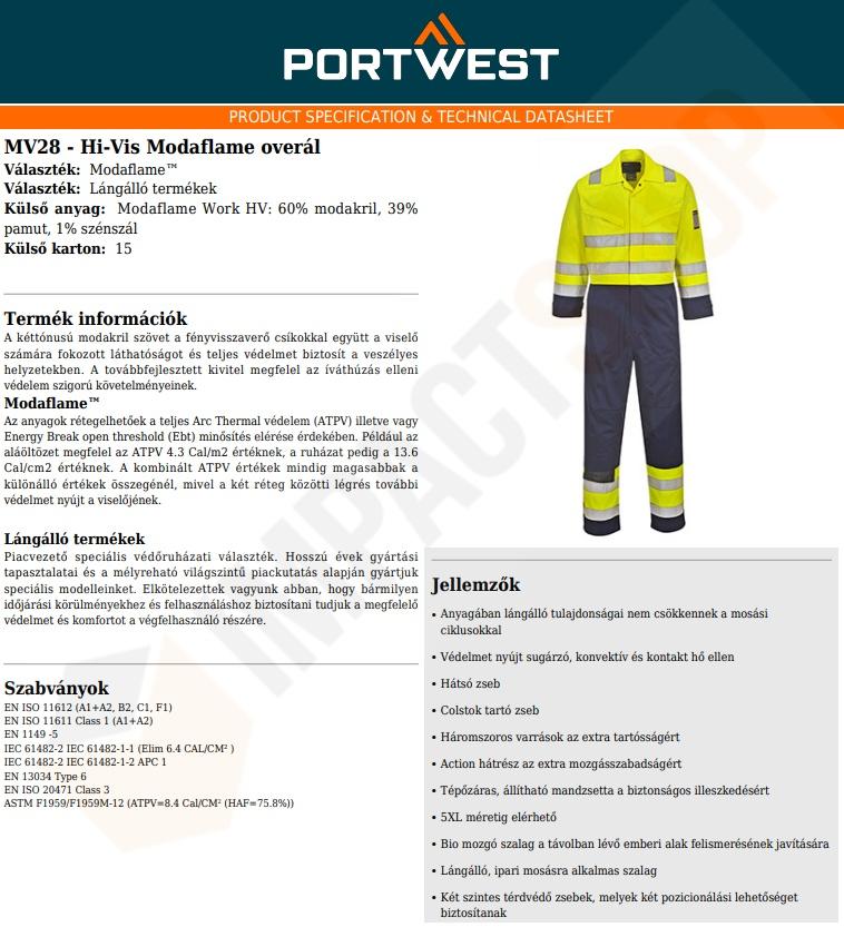 Portwest MV28 adatlap