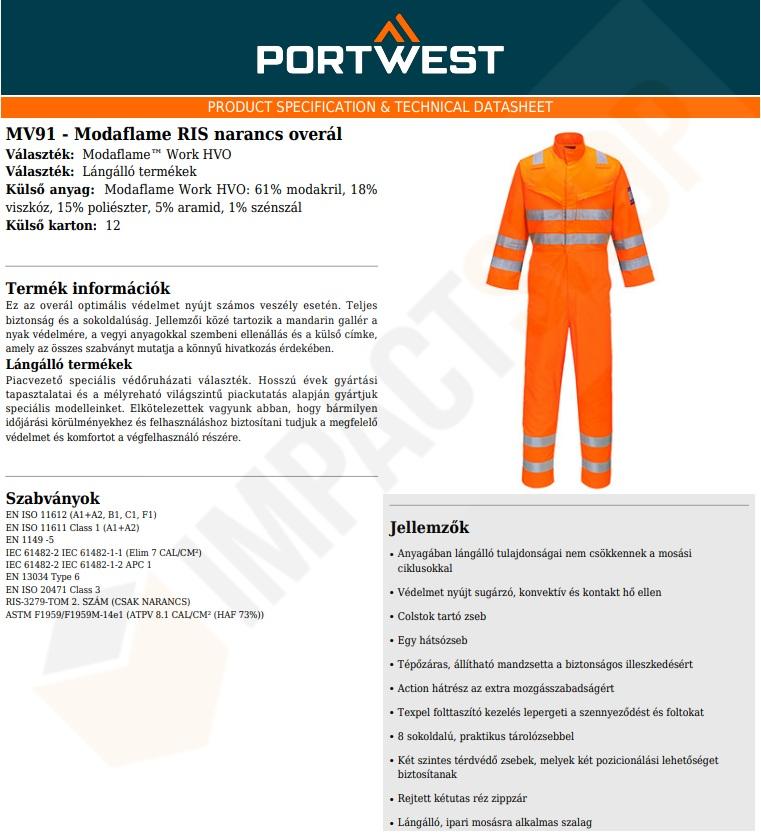 Portwest MV91 adatlap