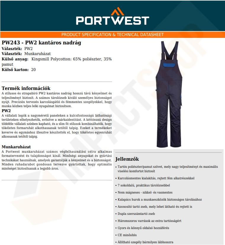 Portwest PW243 adatlap