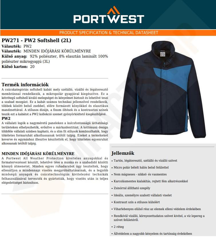 Portwest PW271 adatlap