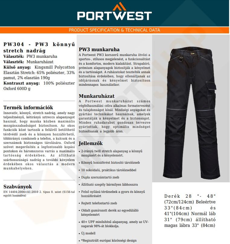 Portwest PW304 adatlap