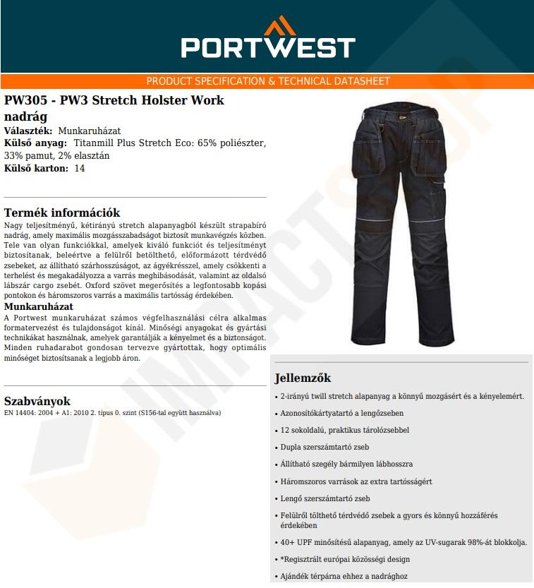 Portwest PW305 adatlap