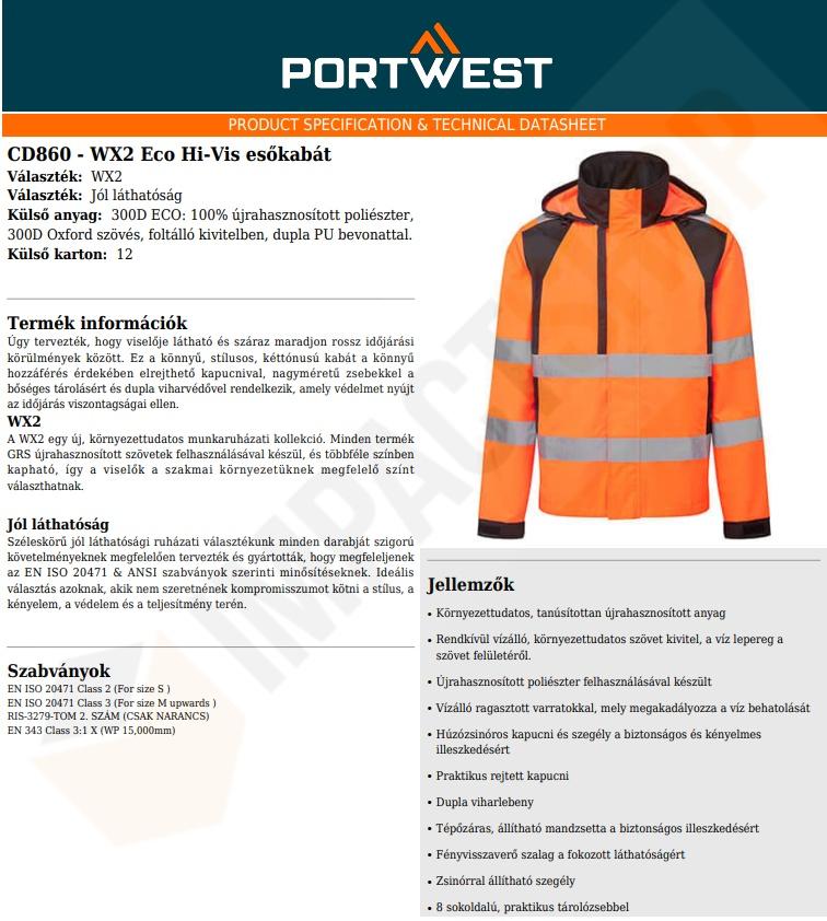 Portwest CD860 adatlap