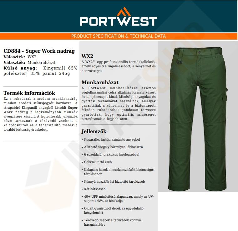 Portwest CD884 adatlap