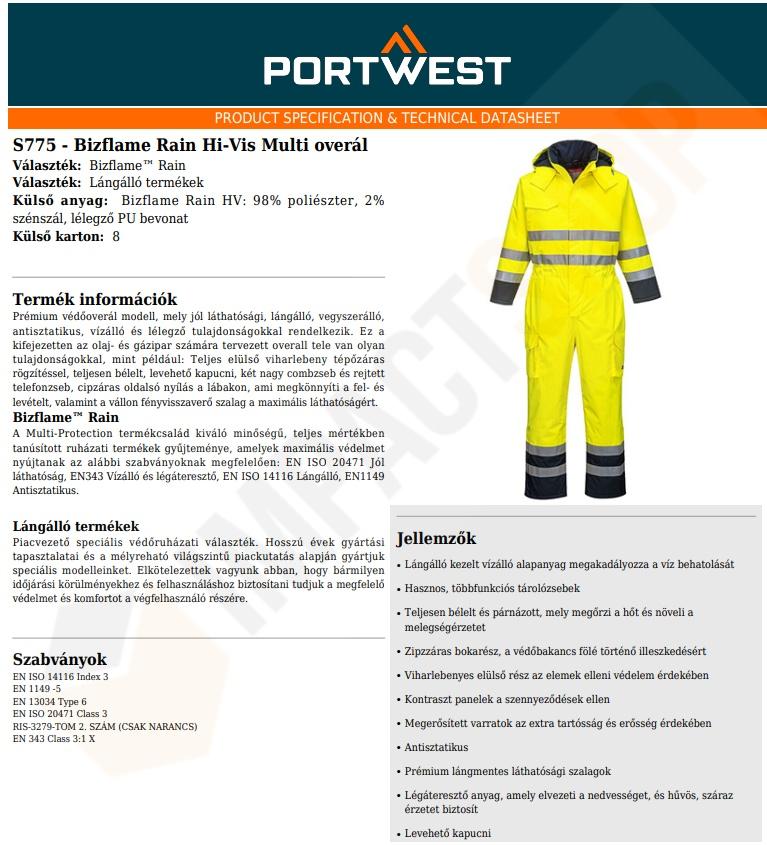 Portwest S775 adatlap