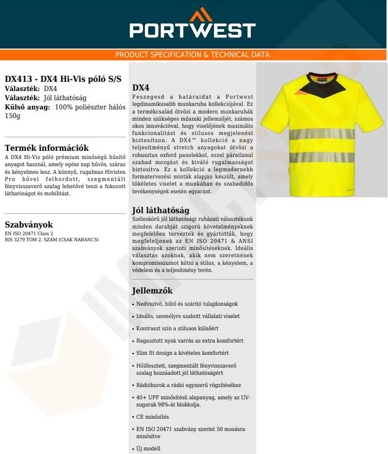 Portwest DX413 adatlap