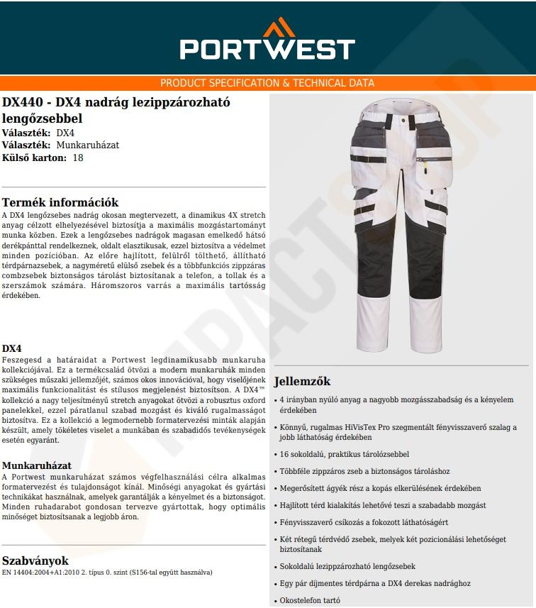 Portwest DX440 adatlap