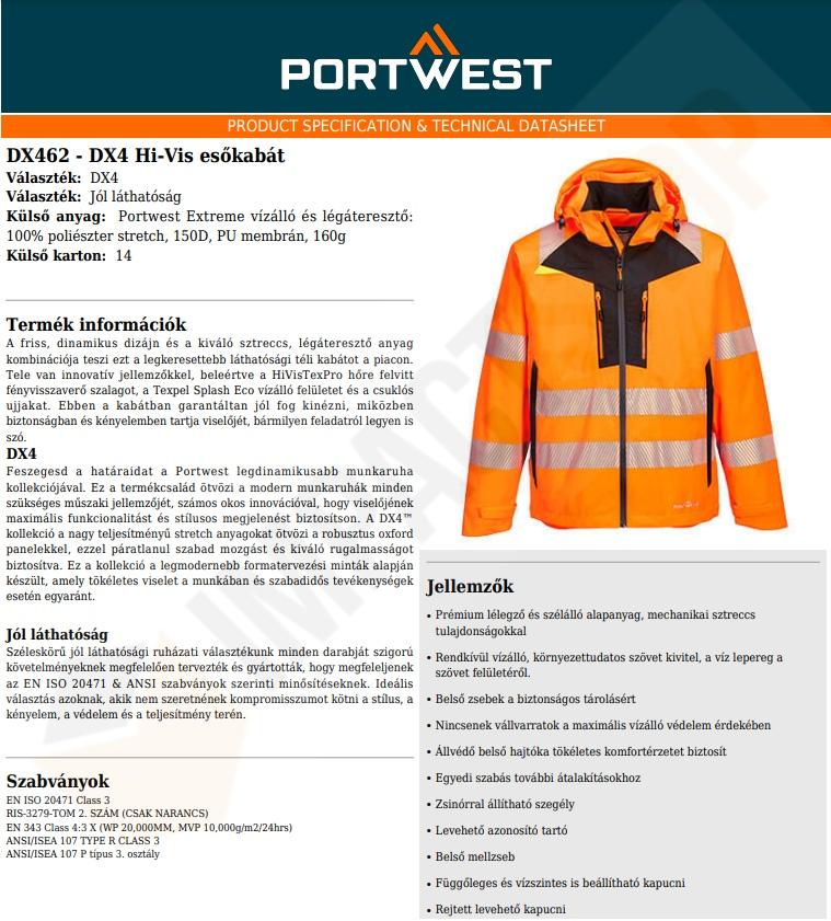 Portwest DX462 adatlap