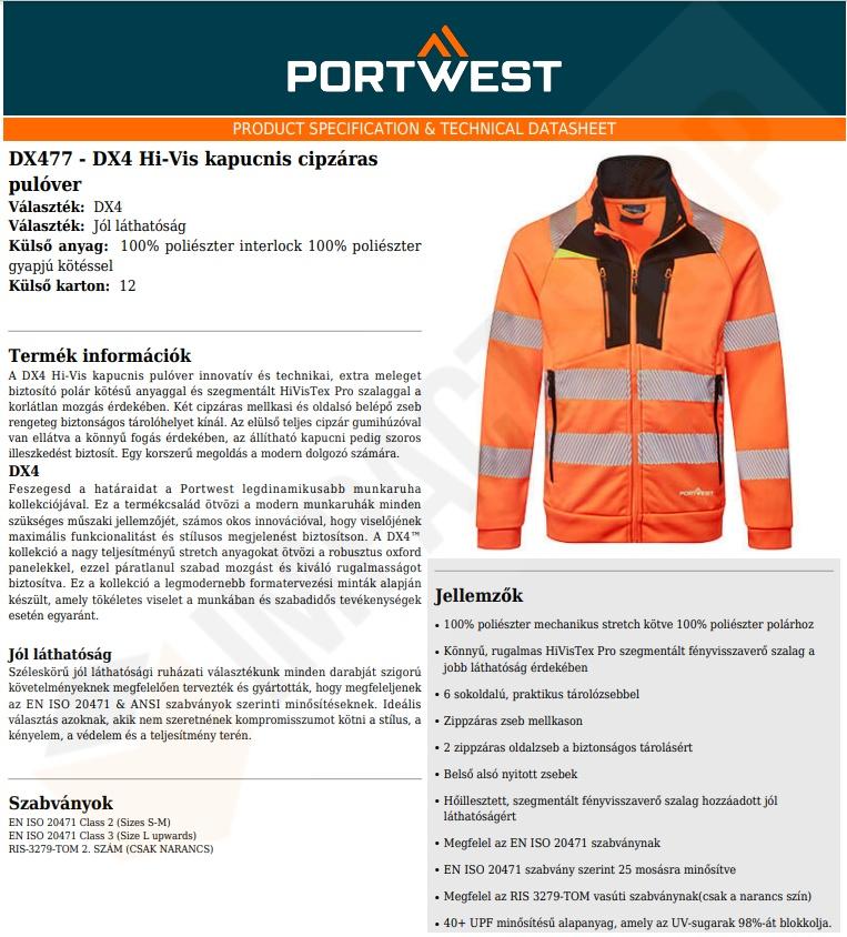 Portwest DX477 adatlap