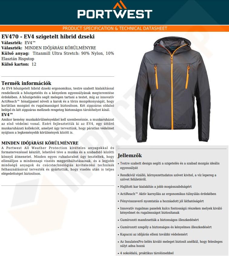 Portwest EV470 adatlap