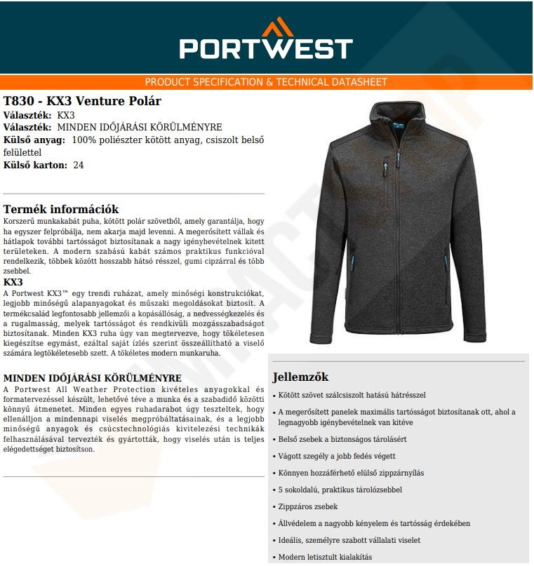 Portwest T830 adatlap