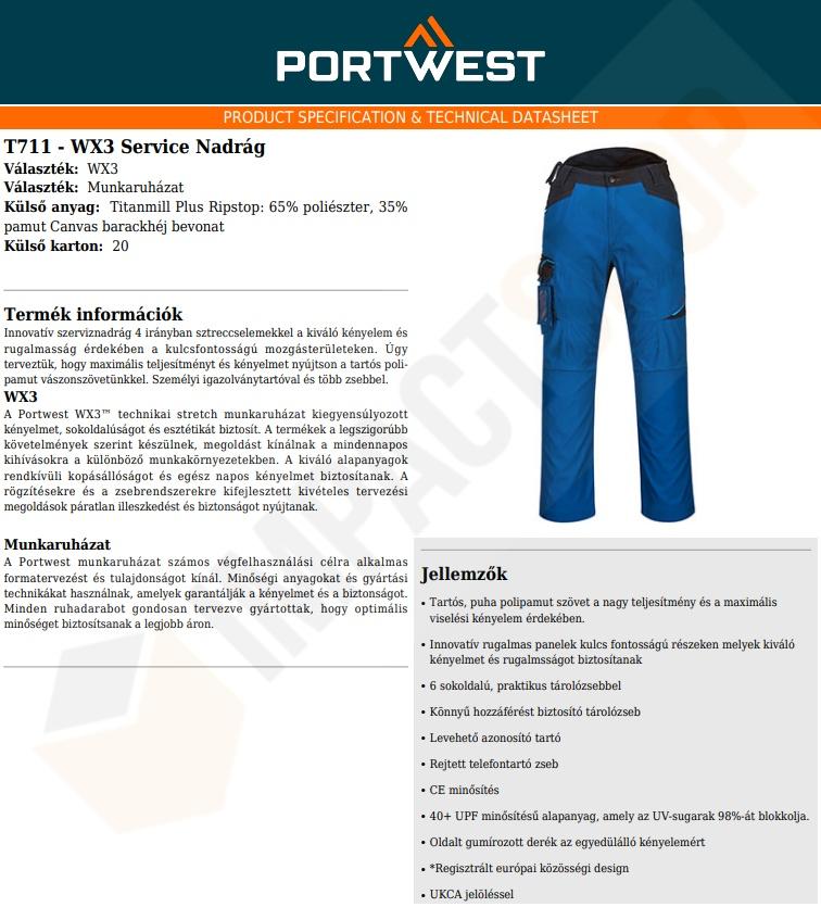 Portwest T711 adatlap