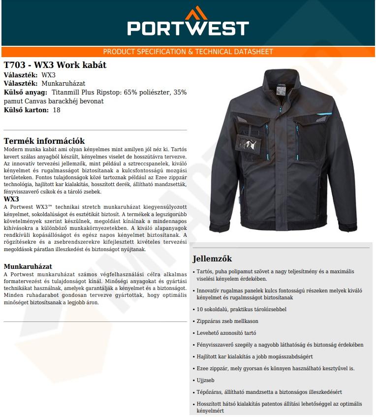 Portwest T703 adatlap