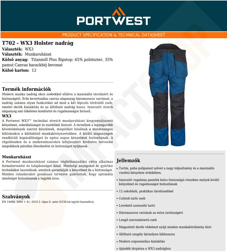 Portwest T702 adatlap