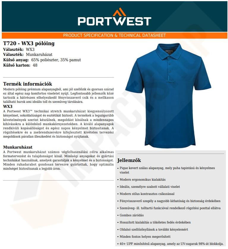 Portwest T720 adatlap