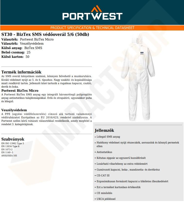 Portwest ST30 adatlap