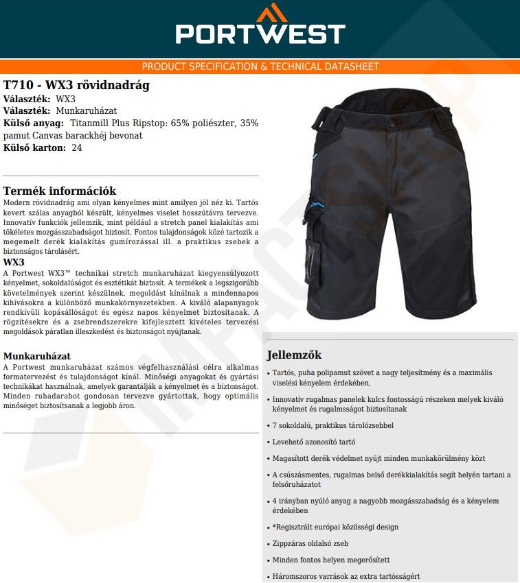 Portwest T710 adatlap