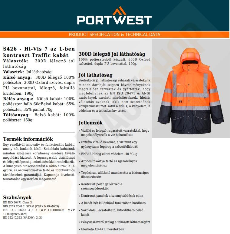 Portwest S426 adatlap