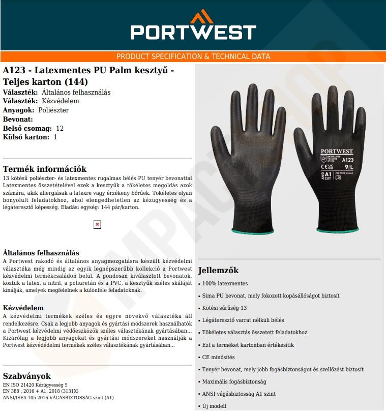 Portwest A123 adatlap