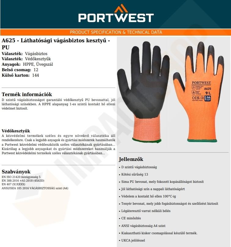 Portwest A625 adatlap