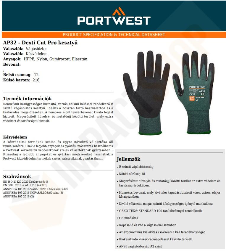 Portwest AP32 adatlap