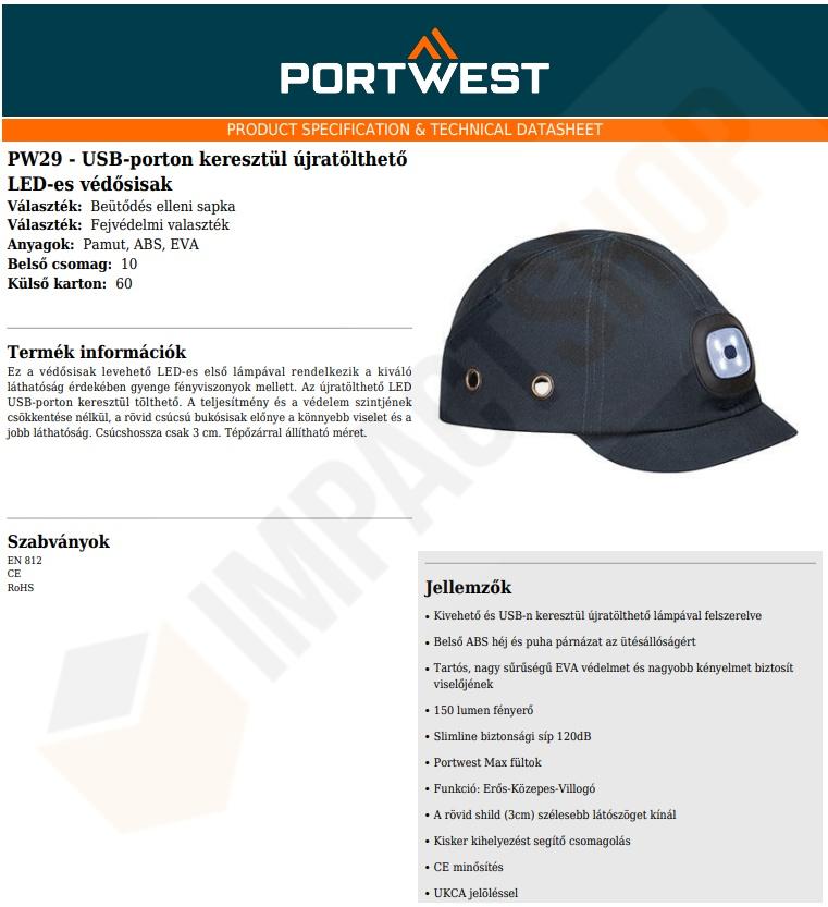 Portwest PW29 adatlap