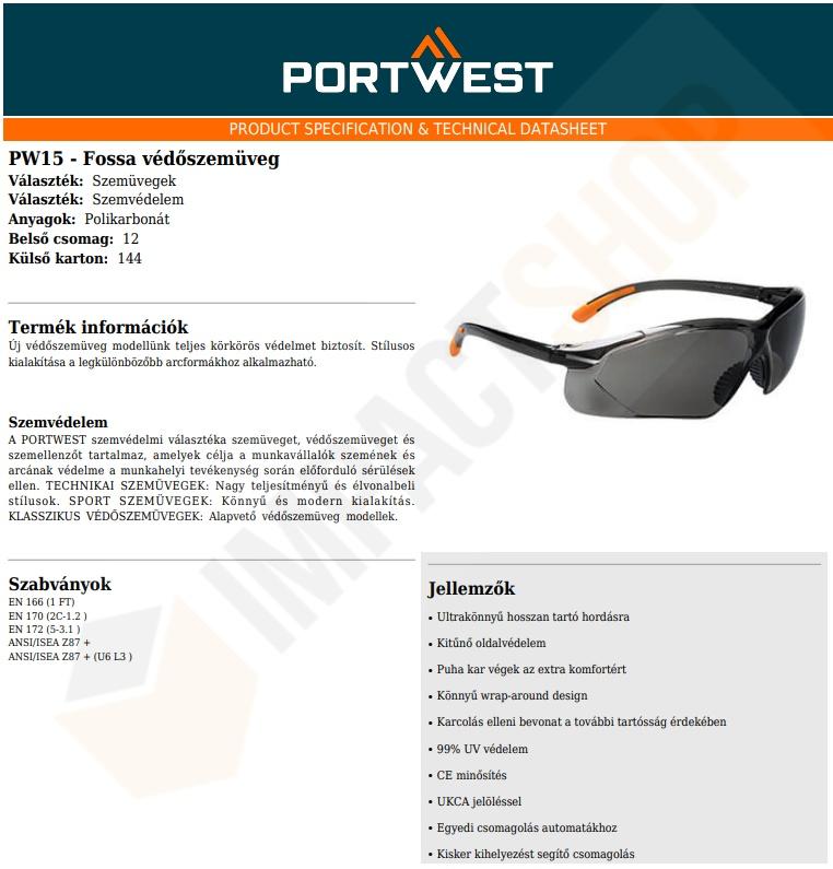 Portwest PW15 adatlap