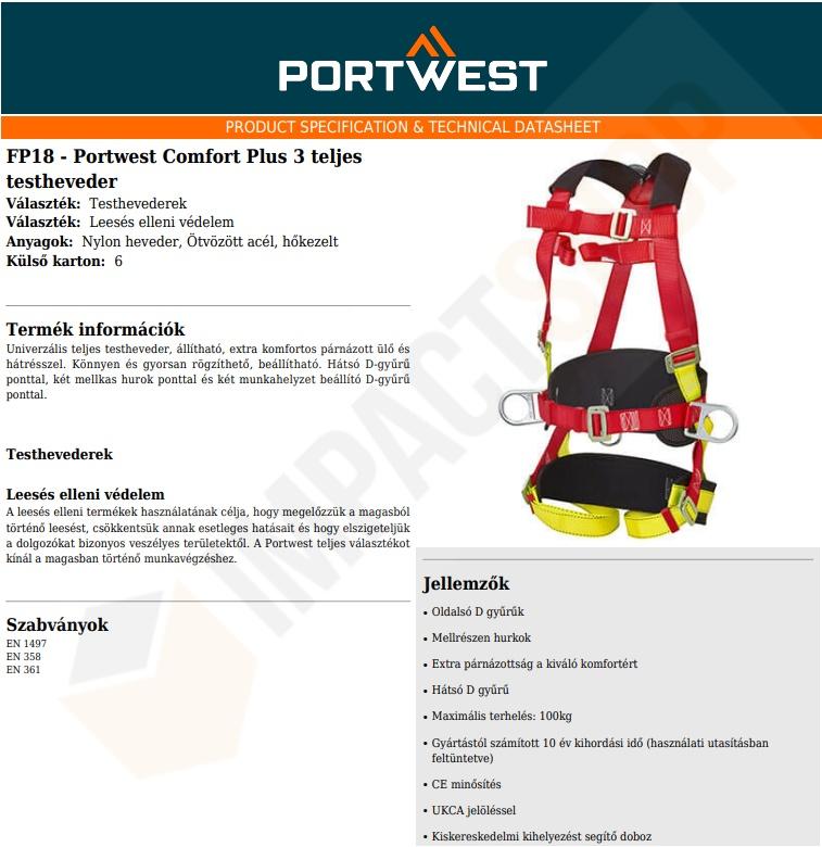 Portwest FP18 adatlap