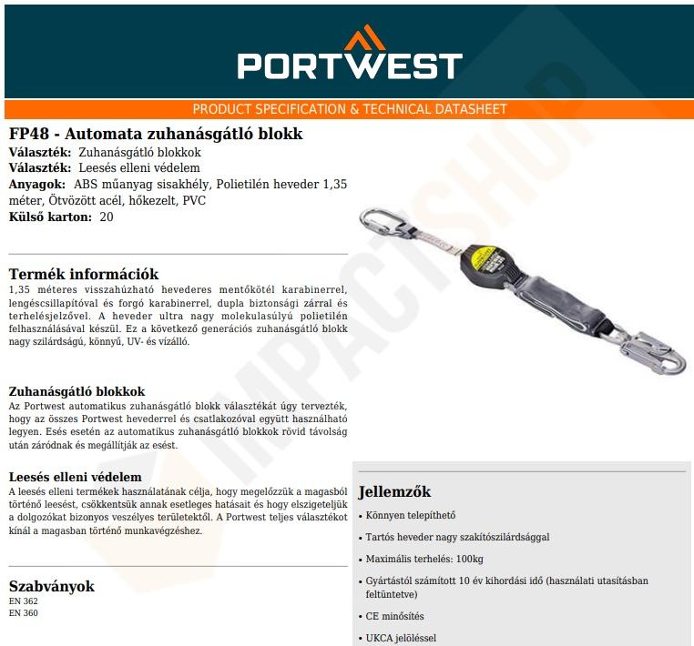 Portwest FP48 adatlap